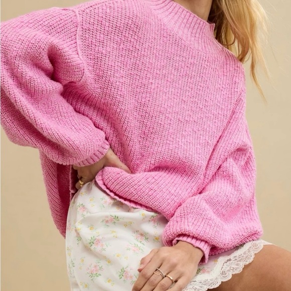 aerie Sweaters - Aerie Hit the Spot Mockneck Pink Sweater, XL